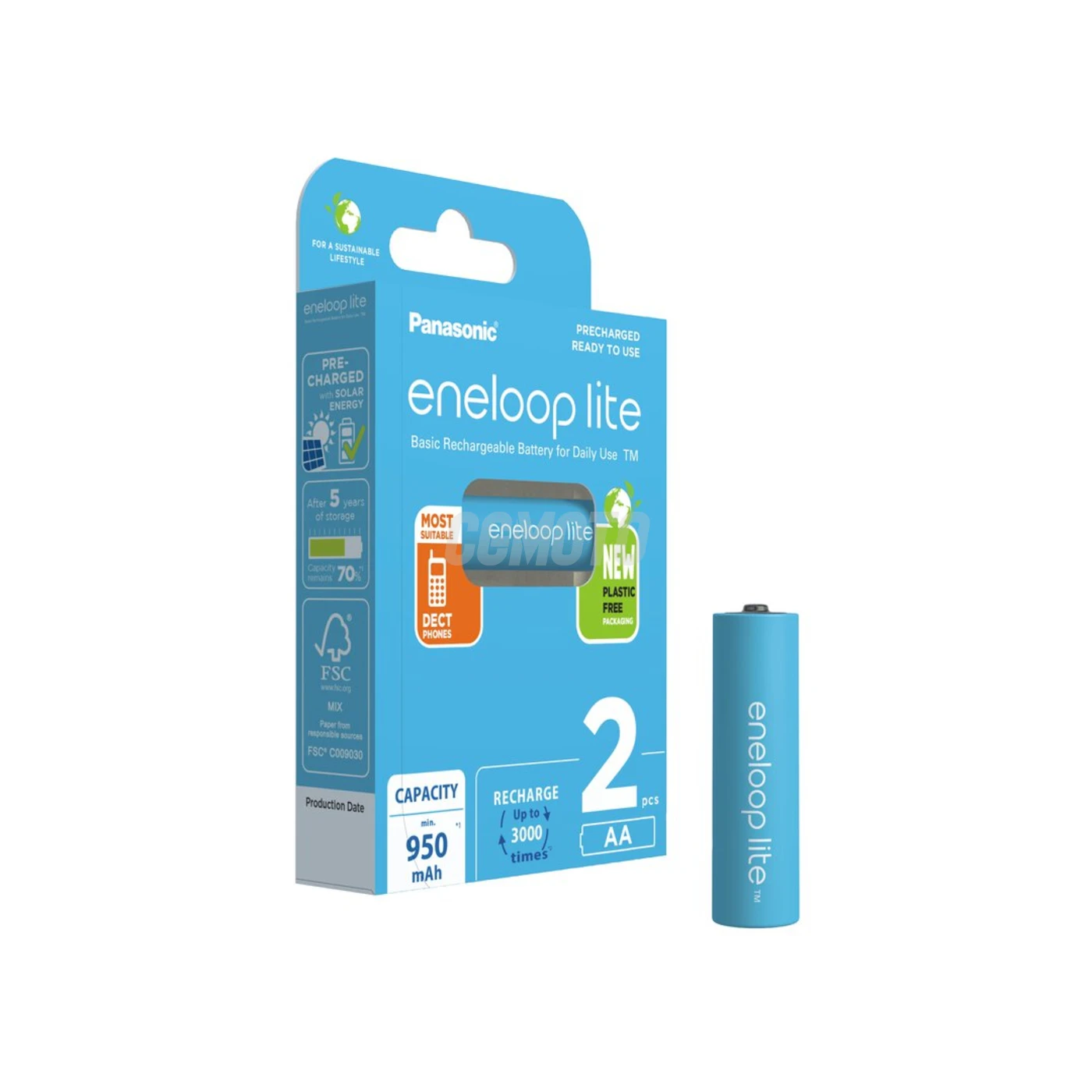 2 wiederaufladbare NIMH-Batterien AA 1,2 V Lite 950mAh