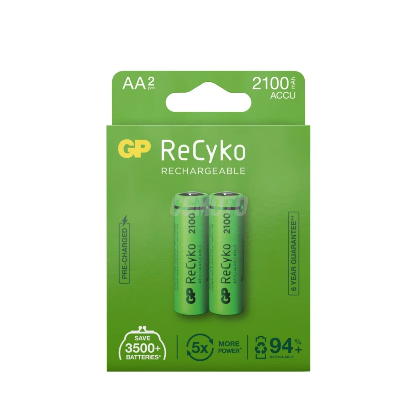 2 wiederaufladbare NIMH-Batterien AA 1,2 V Recyko 2100 mAh