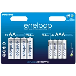 4 + 4 wiederaufladbare NIMH-Batterien AA + AAA 1,2 V 