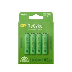 4 wiederaufladbare NIMH-Batterien AA 1,2 V Recyko 2600 mAh