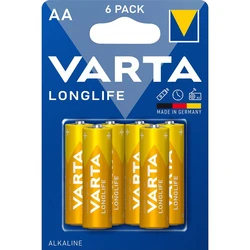 6 alkali-Batterien LR6/AA 1,5 V Longlife 