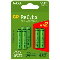 6 wiederaufladbare NIMH-Batterien AAA 1,2 V Recyko 950 mAh
