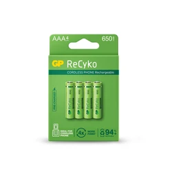 Blister mit 4 Batterien wiederaufladbar Recyko+ AAA 650mAh Dect Phone Power