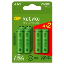 Blister mit 6 Batterien wiederaufladbar Recyko+ AA 2600mAh Blister mit 6 Batterien wiederaufladbar Recyko+ AA 2600mAh